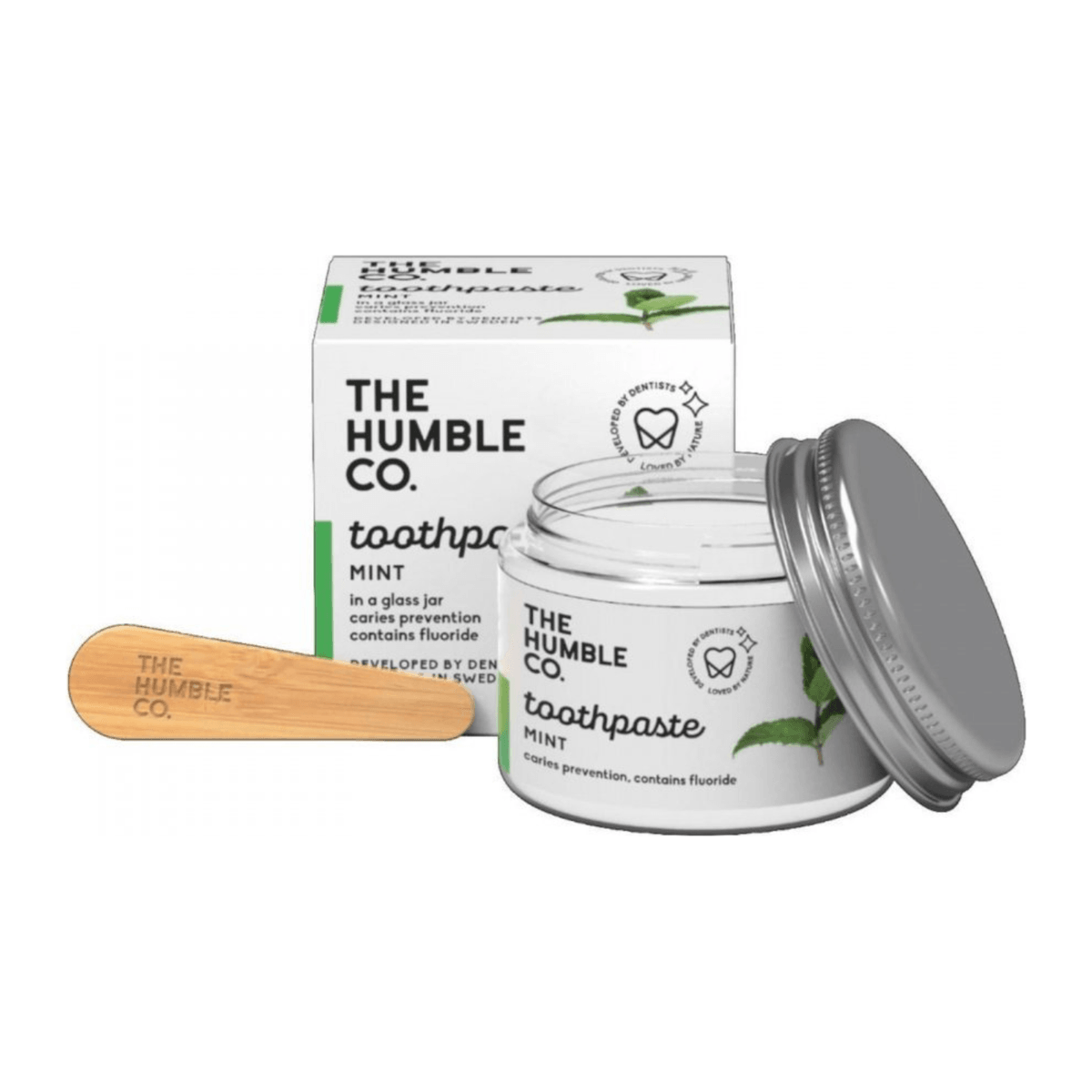 The Humble Co. mátová zubní pasta s fluoridy ve sklenici 50 ml