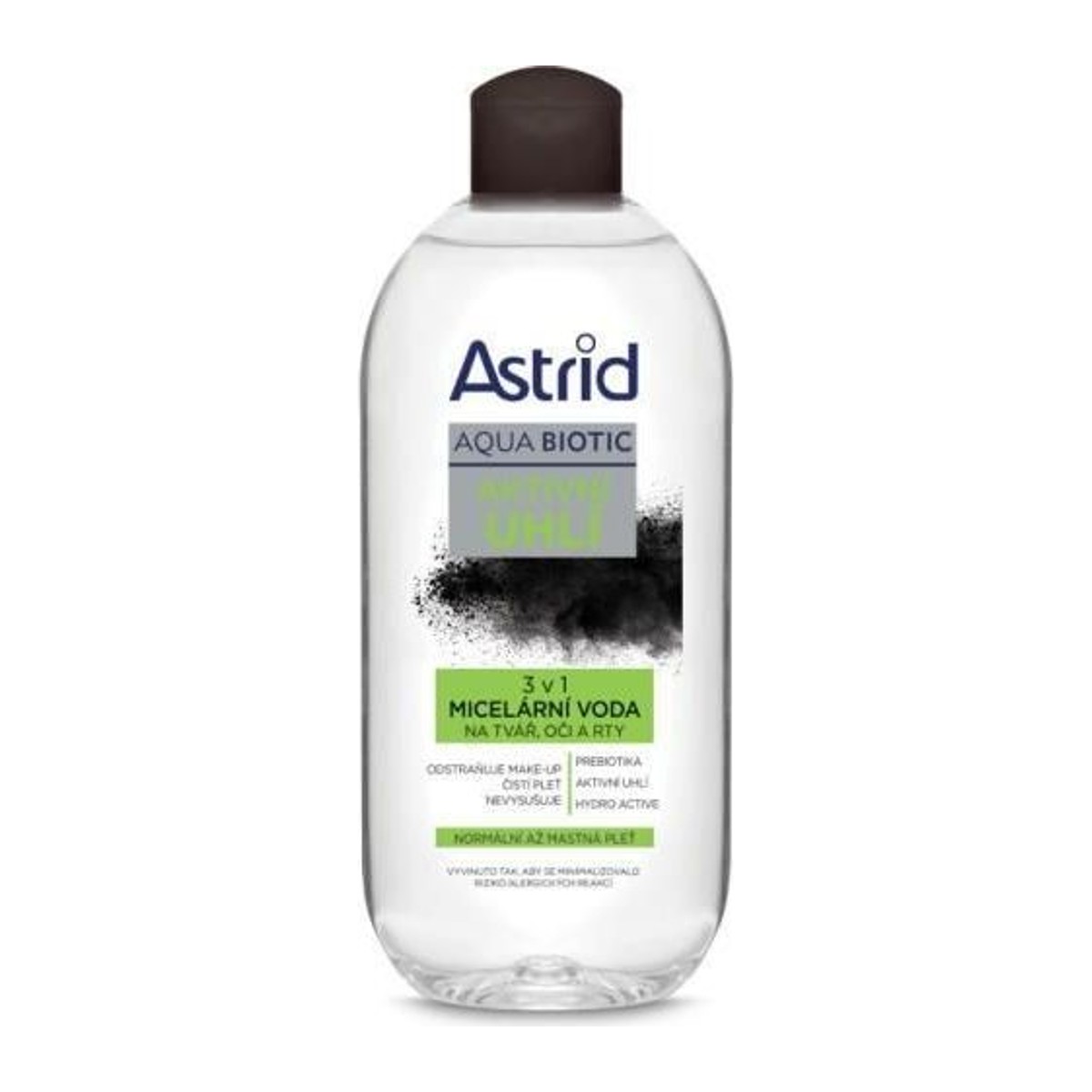 Astrid aqua biotic aktivní uhlí micelární voda normální mastná pleť 400ml