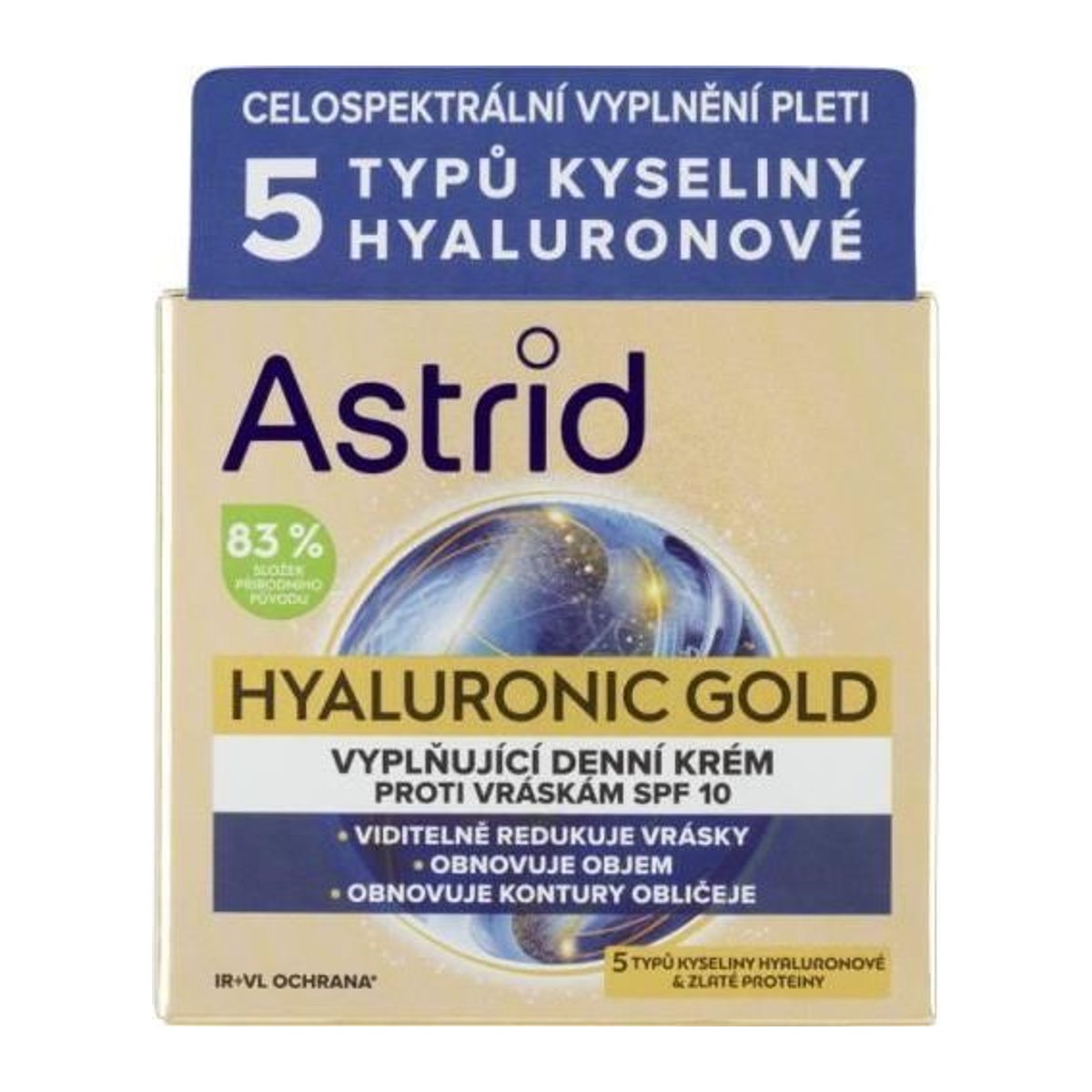 Astrid Hyaluronic Gold pleťový krém denní SPF10 50ml