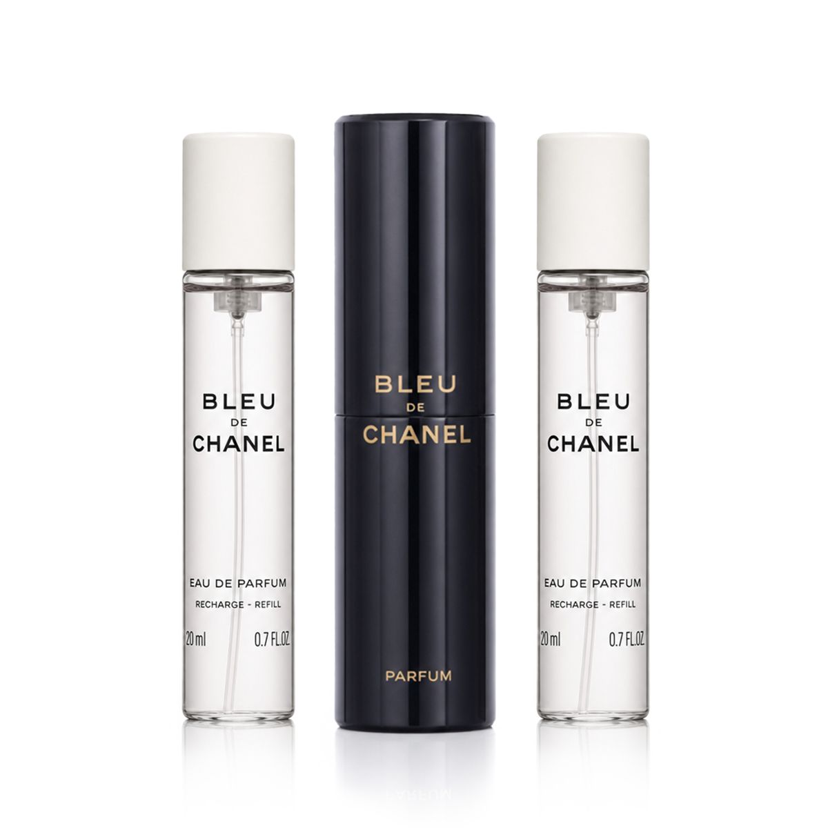 Chanel Bleu de Chanel Parfum vreckový sprej plniteľný 20 ml + Parfum náplň 2 x 20 ml (man)