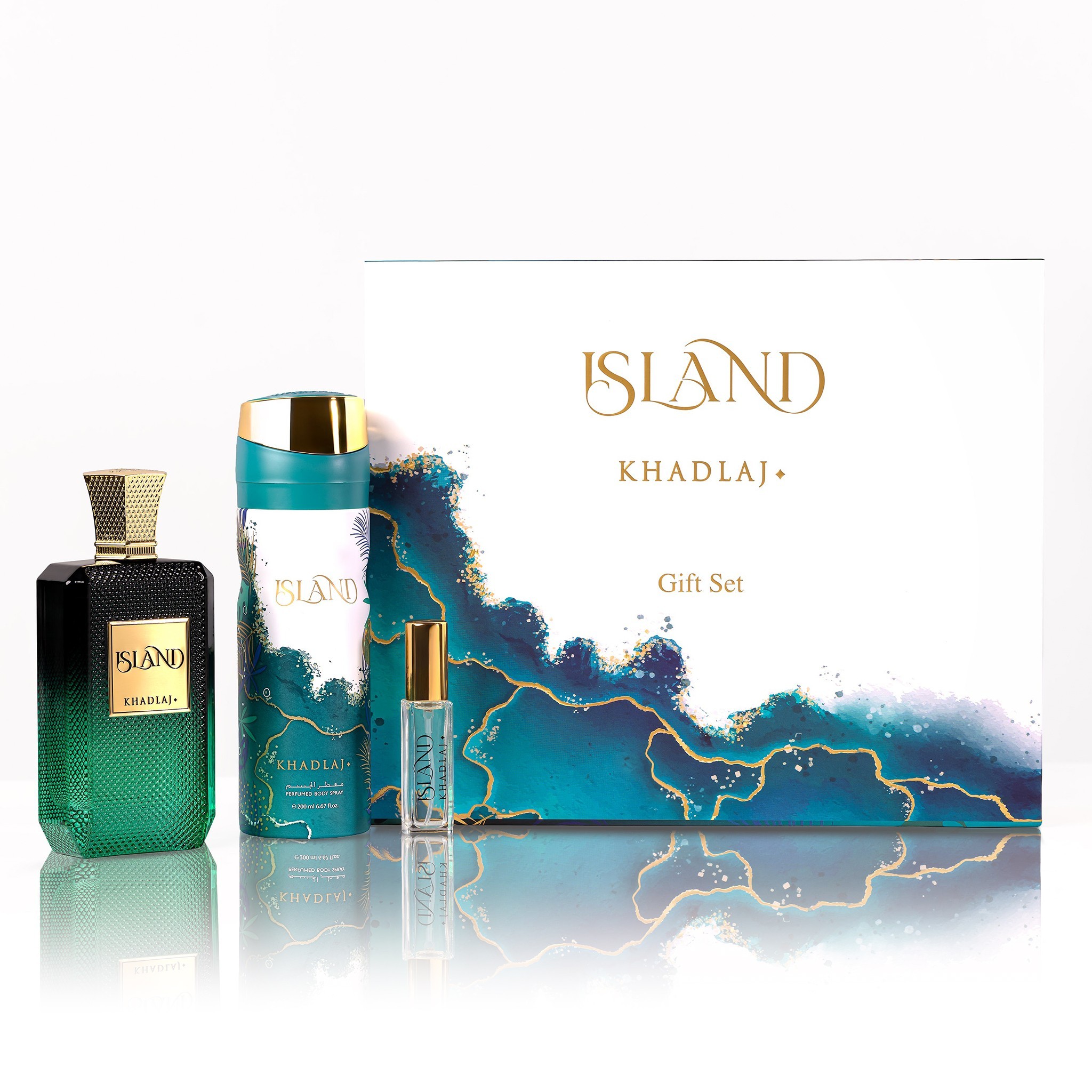 Khadlaj Island Extrait de Parfum 100ml + Body spray 200ml + Extrait de Parfum 10ml