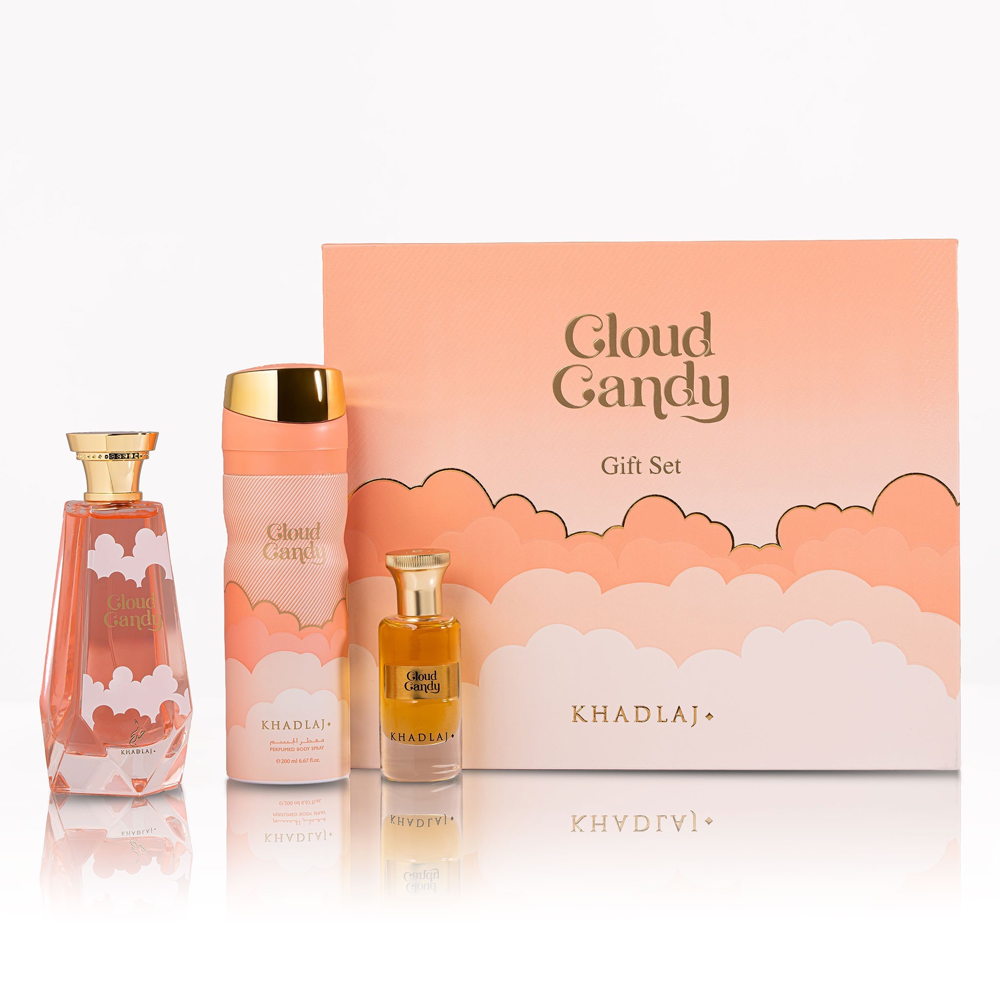 Khadlaj Cloud Candy Extrait de Parfum 100ml + Body spray 200ml + Concentrated Perfume Oil 24ml