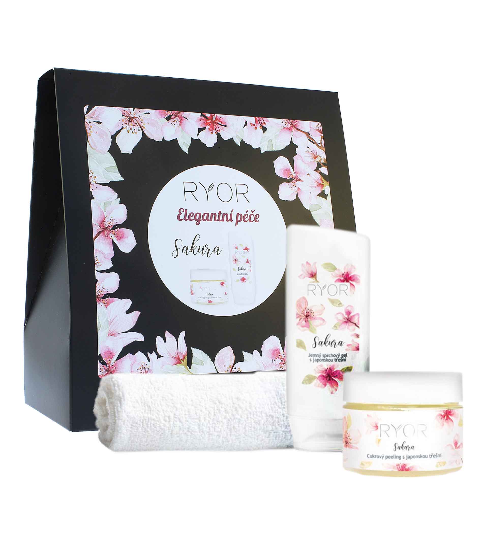 RYOR Sakura dárková sada peeling 325 g + sprchový gel 200 ml