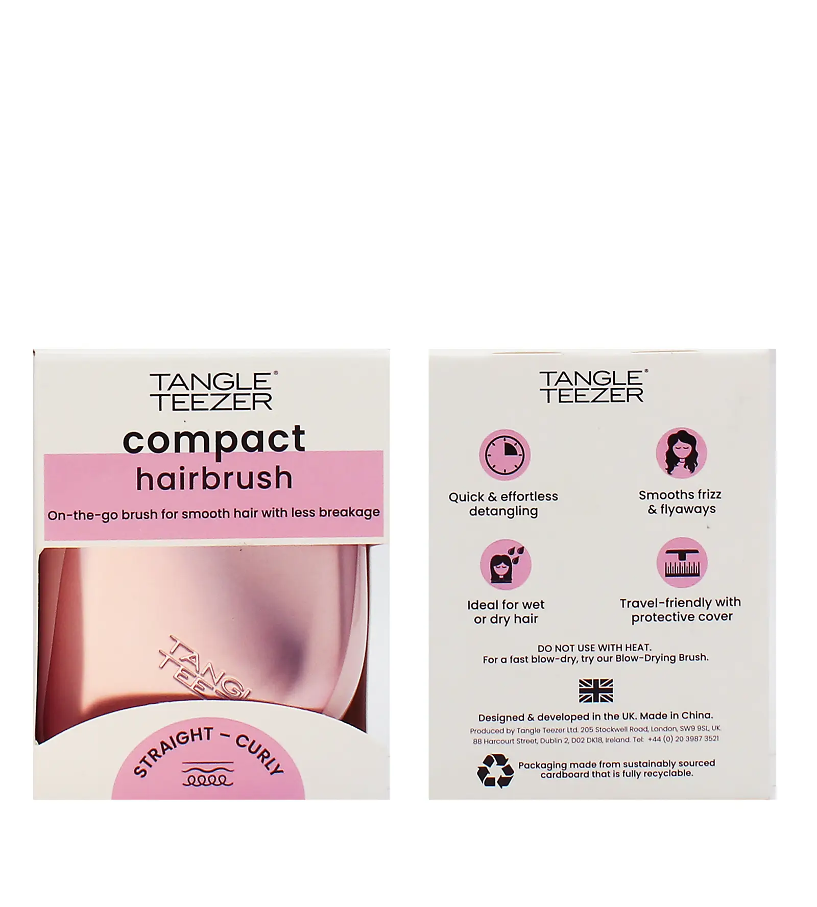 Tangle Teezer The Compact Styler Hairbrush Pink Matte Chrome