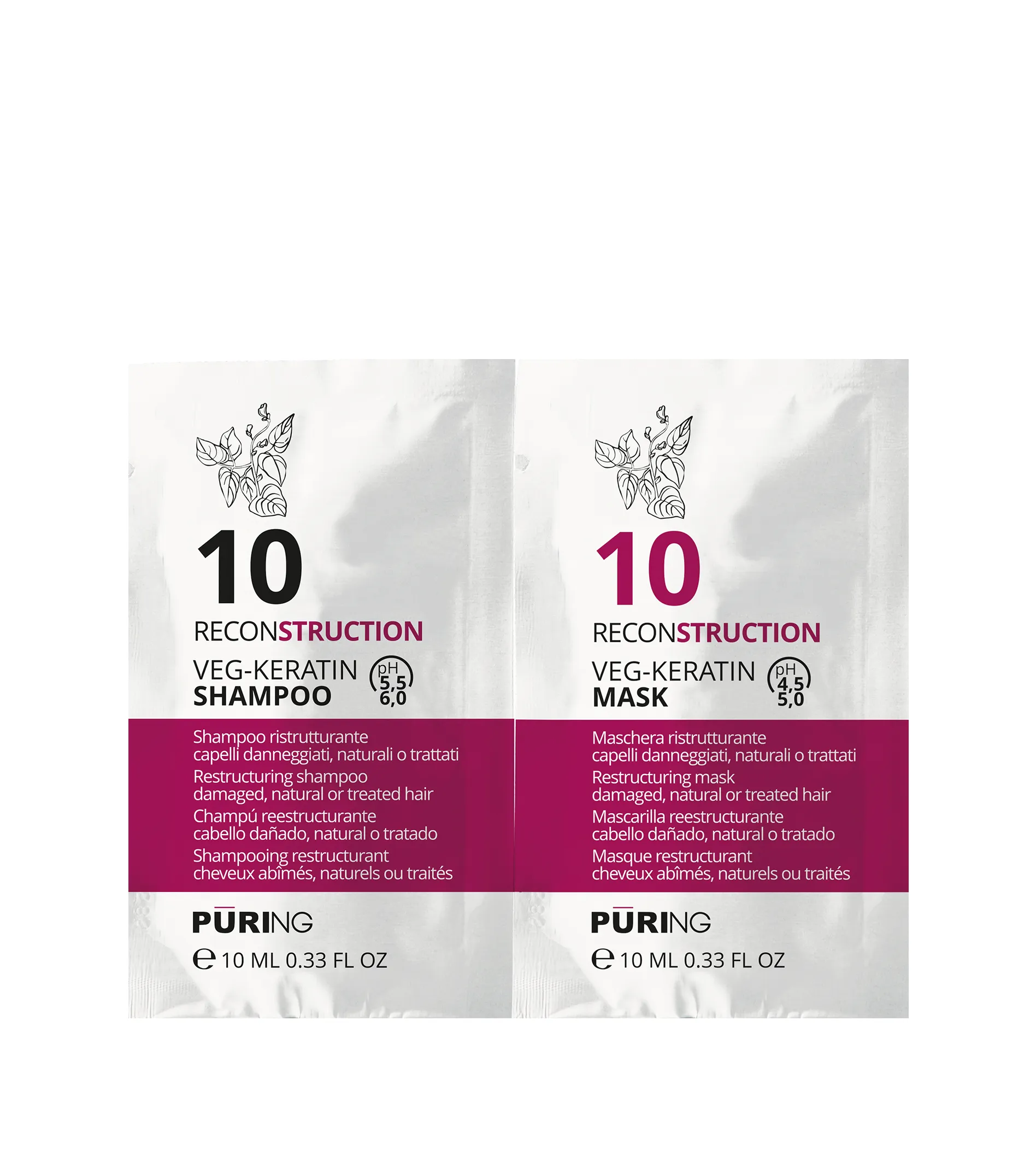 PURING 10 Reconstruction Veg-Keratin Shampoo + Mask 10+10ml